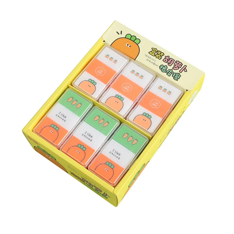 

3Pcs/Set Cartoon Carrot Creative Eraser Wipe No Debris Prizes Study School Supplies Stationery Novelty Items Cute Erasers