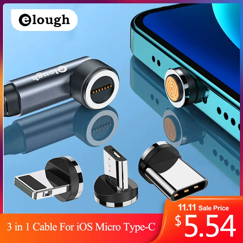

Elough Magnetic Charge Cable Fast Charging USB Type C Cable 3 in 1 Magnet Micro Data Mobile Phone Charging Cables USB Wire Cord