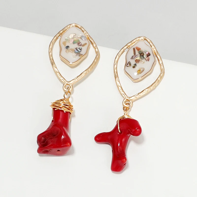 Женские Геометрические серьги-подвески Коми серьги с жемчугом из коралловой