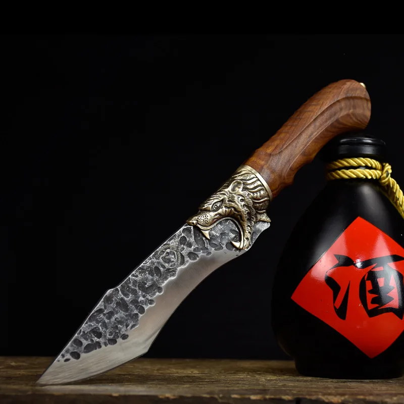 Скидка 5,5 дюйма ручной работы нож викинга 7Cr17CoMoV охотничьи острые кухонные ножи из высокоуглеродистой стали с зернистой медной поверхностью