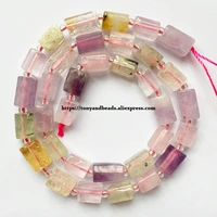 7 natural faceted mixed colors crystal quartz cylinder spacer stone beads for jewelry diy making