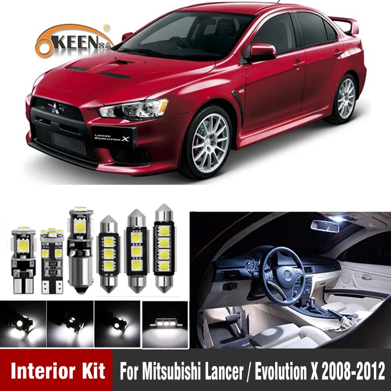 

8Pcs Canbus Interior Led Bulb Kits For Mitsubishi Lancer/ Evolution X 2008-2012 Car-Styling Interior Car License Plate Light