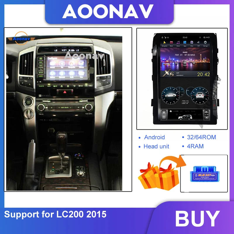 

Автомагнитола 2 Din для Toyota Land Cruiser 200, LC200, 2015, с GPS-навигацией