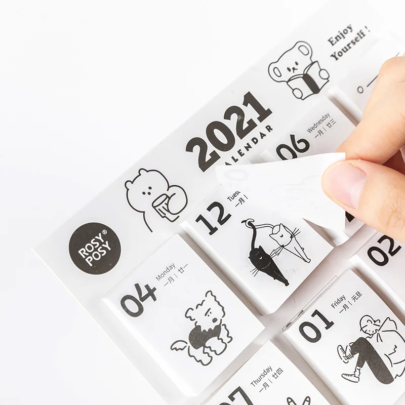 

Kawaii desktop ornaments 2021 diy notes weekly calendar calendar tearable annual calendar hand account mini desk calendar