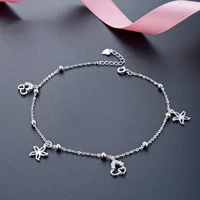 miqiao bracelet ankle women 925 sterling silver foot body chain on leg new ladies jewelry leaf love simple summer accessories
