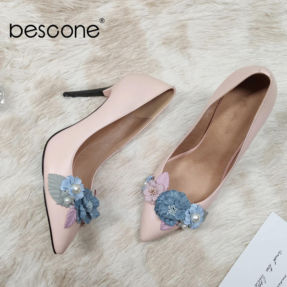 BESCONE/модные туфли лодочки с цветочным узором Высококачественные элегантные