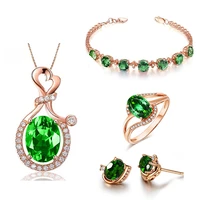 classic 925 silver jewelry set earrings rings necklace bracelet with emerald zircon gemstone accessories for women wedding party