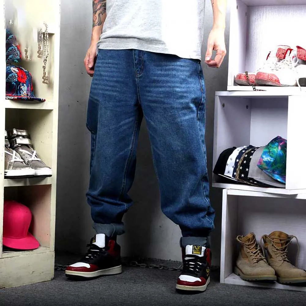 New Fashion Plus Size Harem Jeans Men Straight Loose Baggy Denim Pants Hiphop Streetwear Trousers