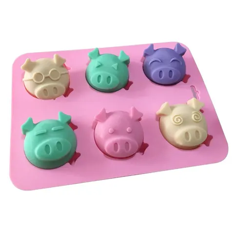 4-полостная мультяшная свинка, товары для изготовления мыла, 3D силиконовая форма для торта, форма для выпечки ручной работы, форма для мыла