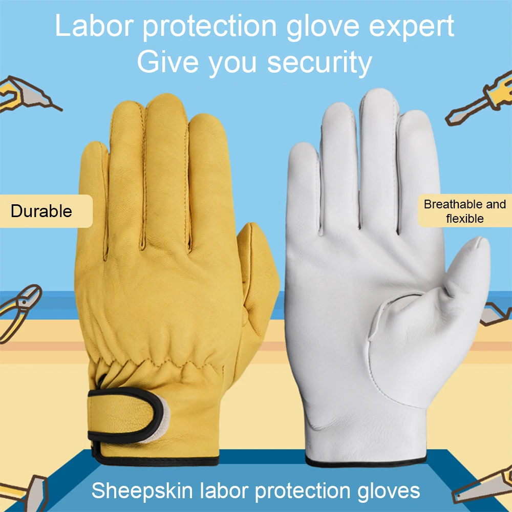 

Cycling Protective Gloves Adjustable Magic Straps Wear-resistant Sheepskin Leather Gloves Suitable for Riding and Mountaineering