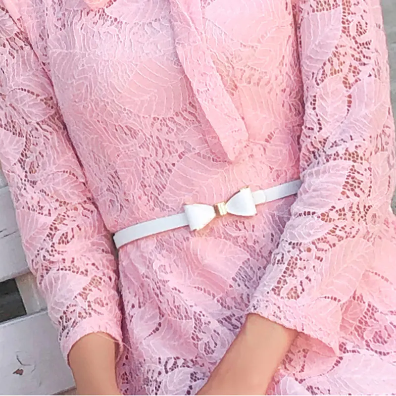 

New Fashion Lace Dress woman Pink Elegant Long pretty Dresses bowknot big pendulum woman Dress vestidos