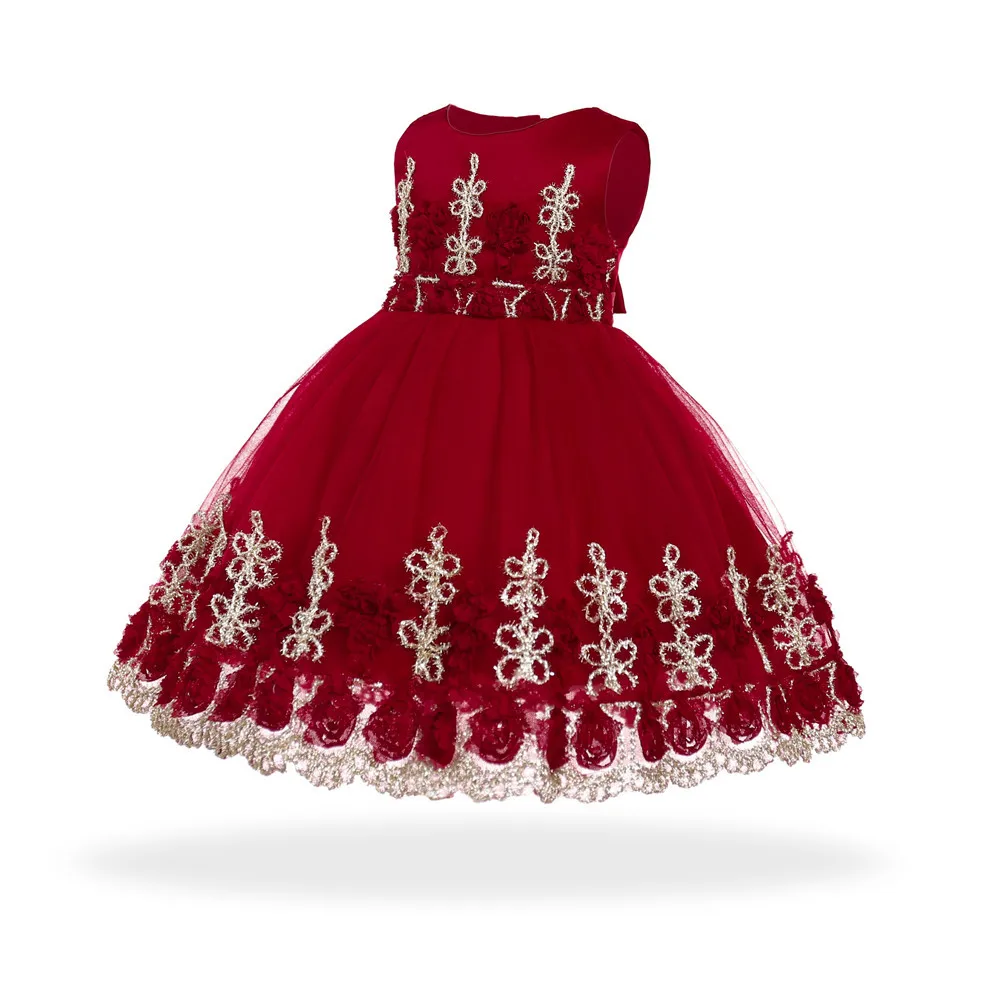 

Платье детское бордовое с цветочной аппликацией, на возраст 6-24 месяца