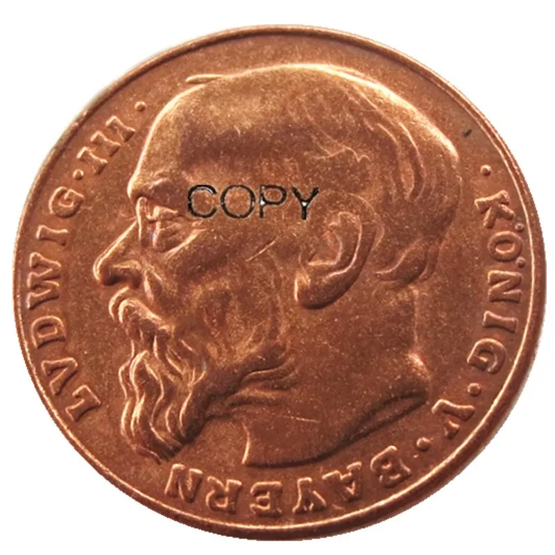 

Немецкая св. Бавария лудвиг III 1913 AE образец 10 знак 100% медная КОПИЯ монета