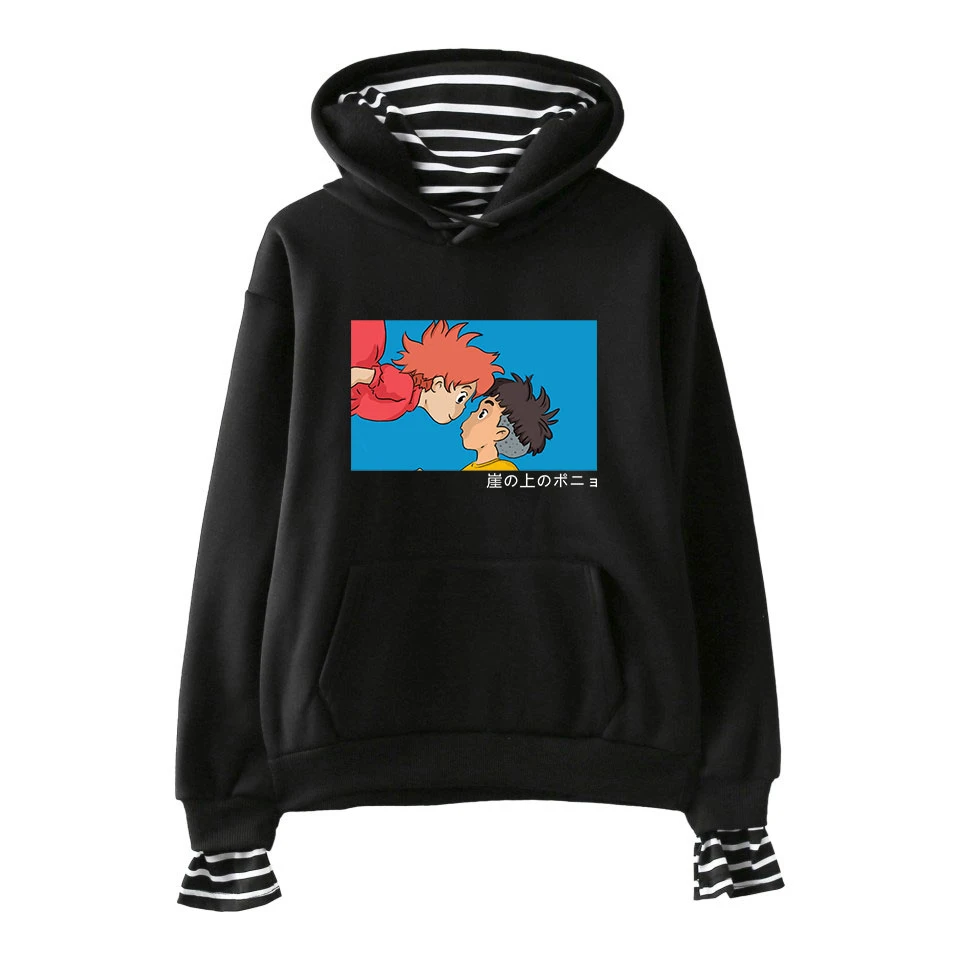 Худи понё на скале с принтом хлопковая водолазка Kpop Свободная Толстовка Оверсайз