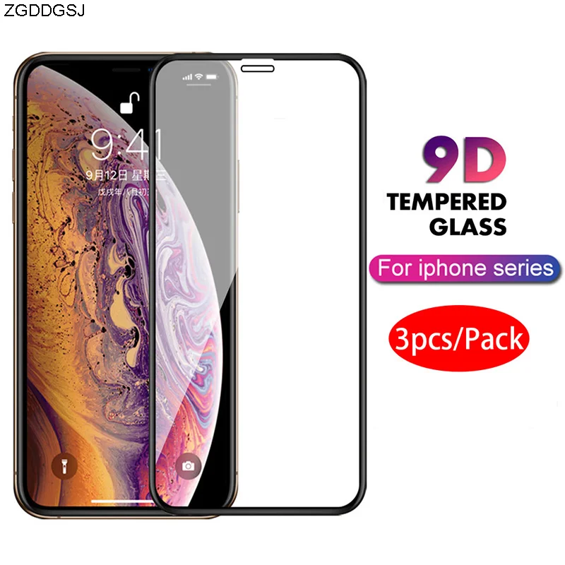 

Защитная пленка для телефона, 9D Переднее стекло, закаленное стекло, Защита экрана для iPhone 11pro, x, XS, Max, XR, 7, 8, 6, 6S
