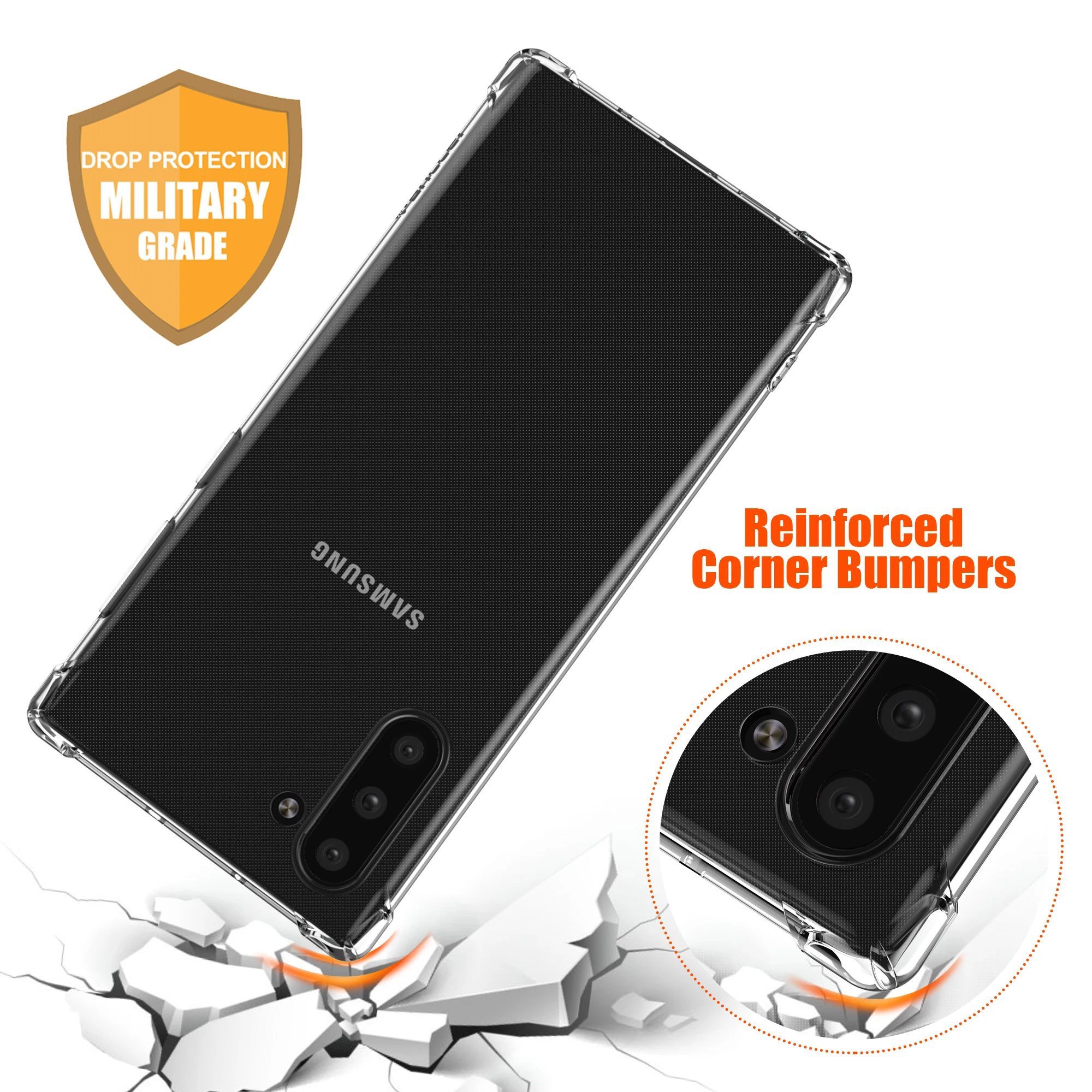 Shock Proof Crystal Soft TPU Phone Case for Samsung Galaxy Note 10 proof |