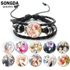 SONGDA IDOLISH7 для маленьких мальчиков и девочек аниме Рисунок Кожаный браслет со стеклянным кабошоном мульти-Слои браслет для мужчин и женщин ювелирные изделия