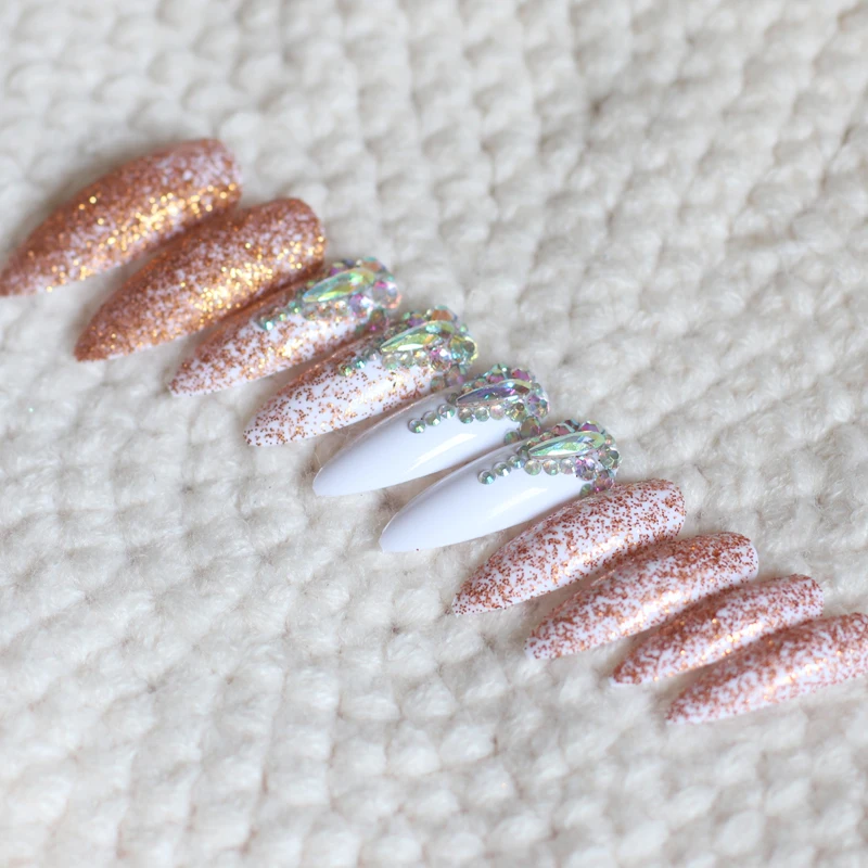 Новые удлиненные остроконечные овальные накладные ногти тонкий дизайн для