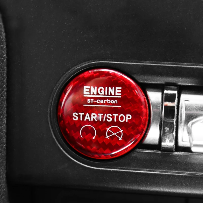 

Car Engine Start/Stop Carbon Fiber Switch Button Cover Decoration Covers for Ford Mustang 2015+