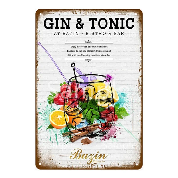 

You Are Gin Tonic Metal Signs Bar Party Decor Vintage Tin Signs Club Home Wall Art Painting Decorative Plaque Gin Poster YL051