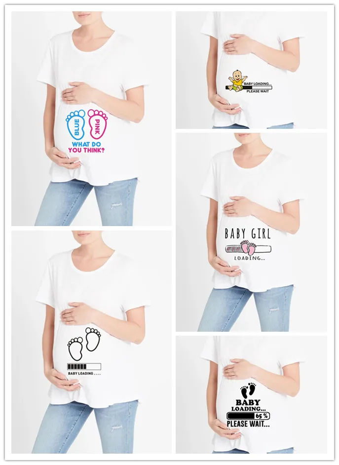 

baby Feet Graphics print Maternity T Shirts letter funny pregnant women Tops Tees Clothes Pregnancy Wear Clothing T shirt