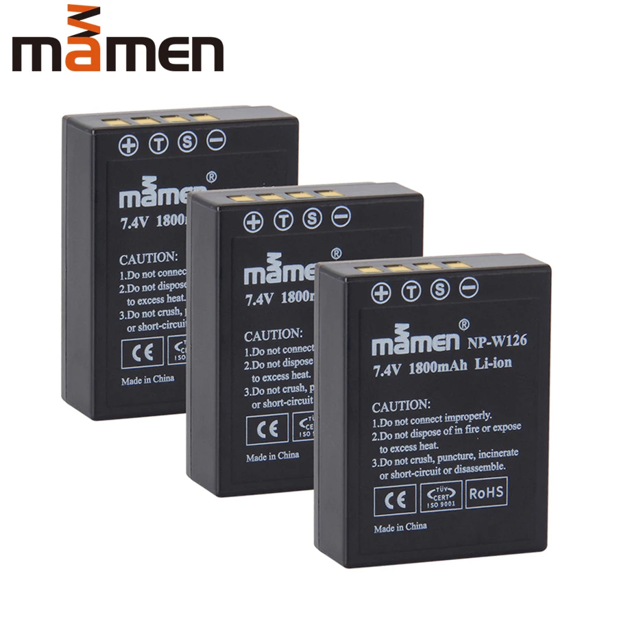Mamen 3 шт. NP-W126 NPW126 NP-W126S цифровой Батарея для fuji плёнки X Pro2 Pro1 E1 E2 E2S 100F M1 A1 A2 T1 T2 T10 T20 батареи