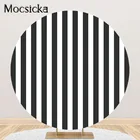 Mocsicka черно-белые полосы художественный шахматный квадратный фон для фотосъемки круглая крышка Украшение Вечерние