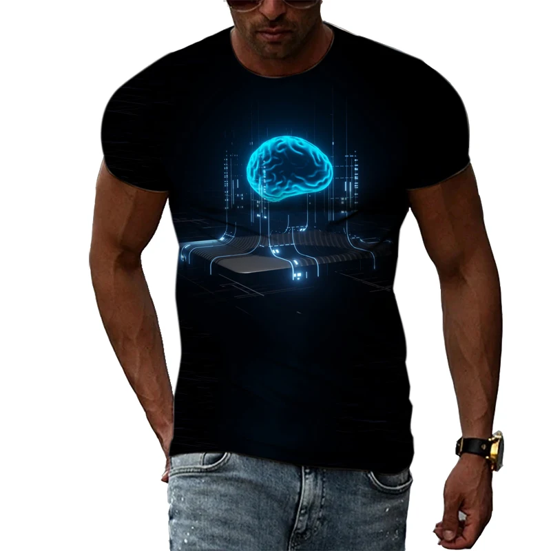 

Technology Creativity graphic t shirts Men Summer Fashion Interesting Personality Print T-shirt Trend harajuku Hip-Hop Style Top
