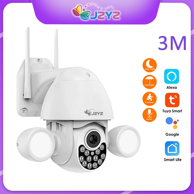 JZYZ 3MP TUYA Защита системы видеонаблюдения умный дом видеокамера 355 ° беспроводная