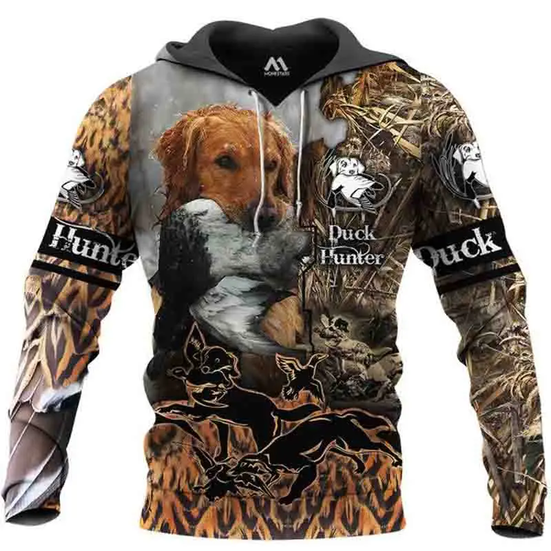 

Hot Sale Printing Sport Hoodies Duck Hunter Printing Pullovers Casual Cartoon Men Hip Hop Outdoor Clothing Streetwear