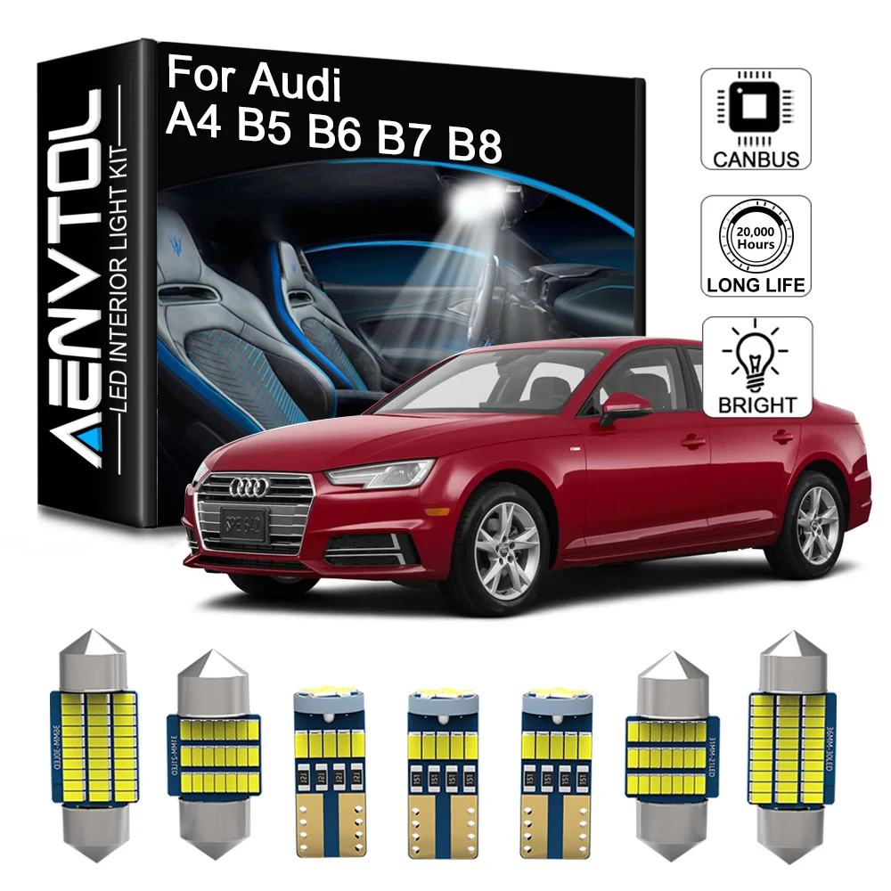

AENVTOL Canbus LED Interior Light For Audi A4 S4 RS4 B5 8D B6 B7 8E B8 8K Quattro Sedan Avant 1996-2018 Auto Dome Map Trunk Bulb