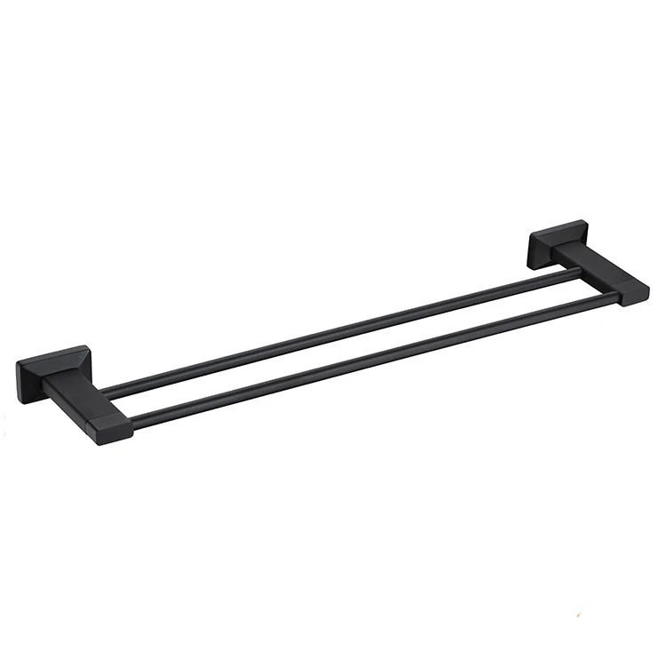 Double towel bar Hongdec Роскошный Матовый черный набор аксессуаров для ванной из нержавеющей стали - Цвет: Double towel bar