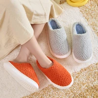 women thick bottom slippers fur furry slippers for home soft platform shoes winter warm plush indoor home cotton slippers