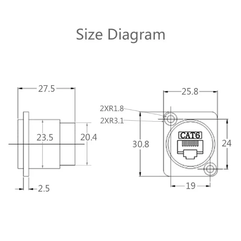 

D-type Module RJ45 Socket Cable Female Signal Connector Cat6 Panel Mount Network Ethernet Extension Interface Adapter
