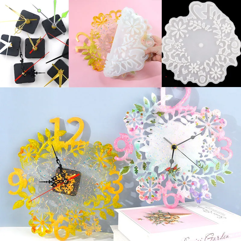 

Leaf Flower Dial Clock Silicone Mold for DIY Resin UV Crystal Epoxy Crafts Crystal Home Decoration
