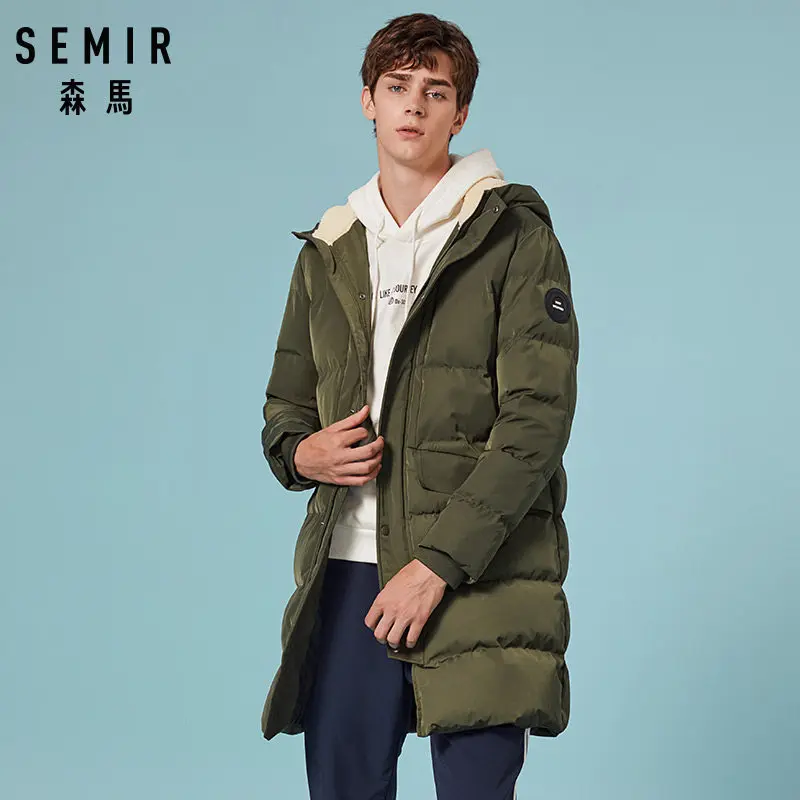 SEMIR Для мужчин стеганая пальто с капюшоном застежкой молнией и пуховое
