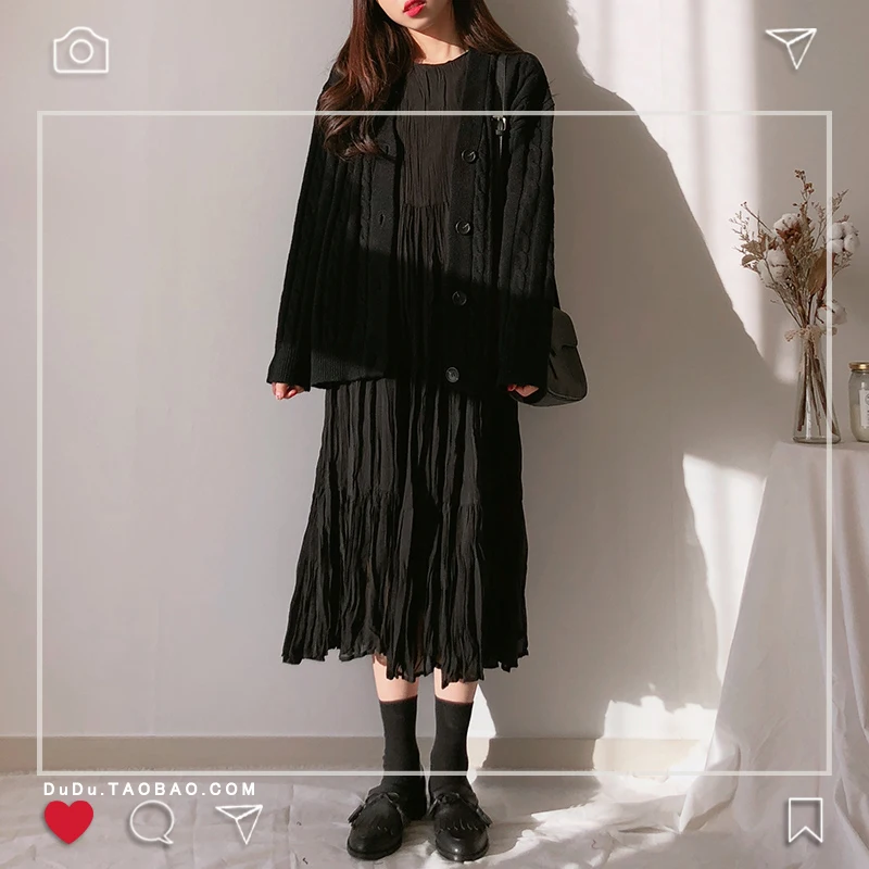 Плиссированное шифоновое платье Dreamy цельнокроеное длинное весеннее однотонное