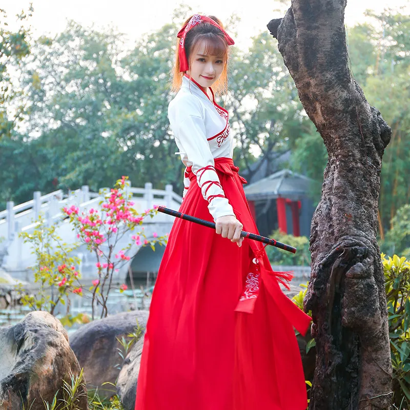 Женский традиционный красный/синий костюм Тан китайское платье для пары Древний