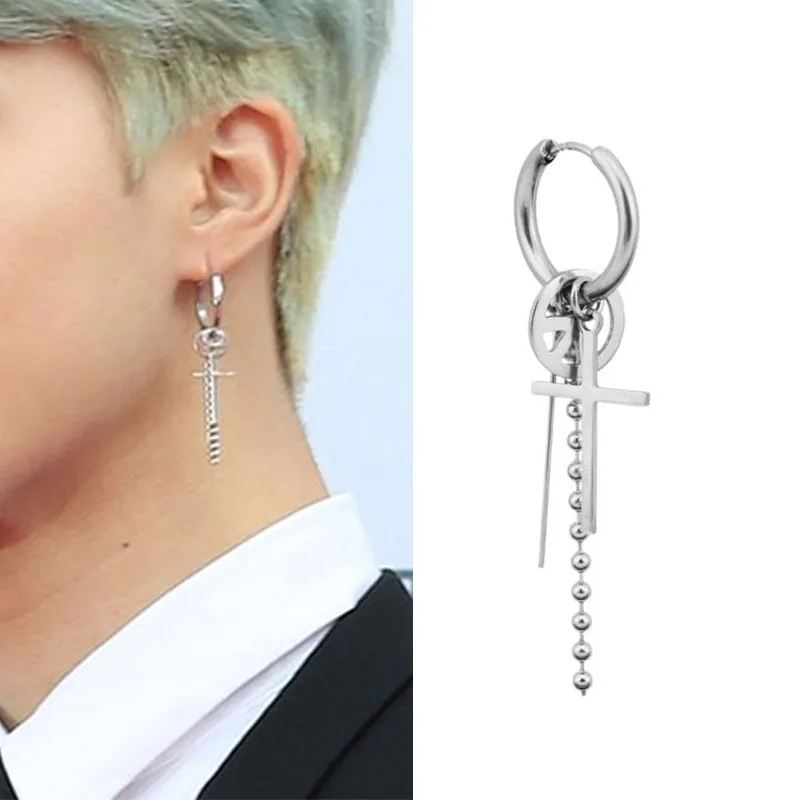 Rinhoo модные геометрические Длинные асимметричные круглые серьги из нержавеющей