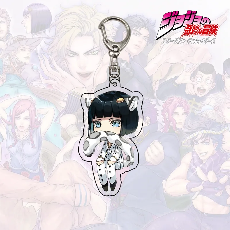 

Animation Acrylic Keychain Jojo Bizarre Adventure Travel Key Chain Giorno Bruno Double-Sided Pendant Jewelry Keyring