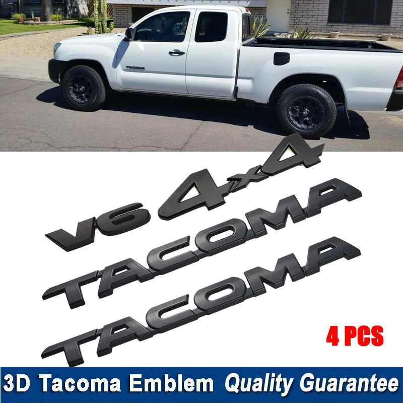 

4Pcs Set for Tacoma 4X4 V6 Trunk Car Door Tailgate Emblems Badge Decal for Toyota Tacoma (Matte Black)
