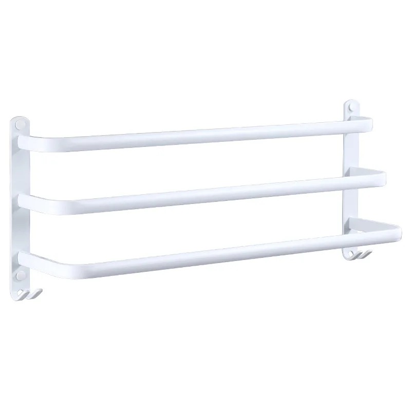 

Towel Hanger Wall Mounted Towel Rack Bathroom Space Aluminum Fashion White Towel Bar Rail Matte White Towel Holder