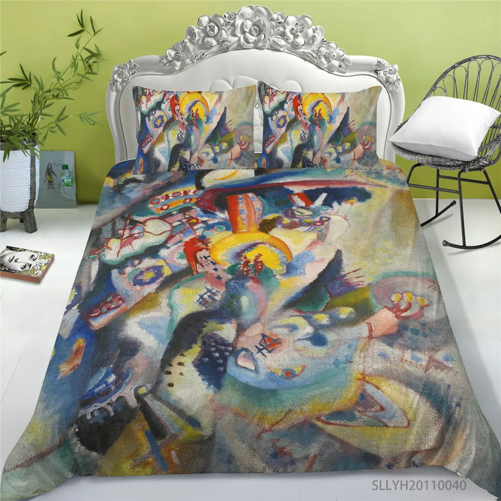 

Home Textile 3D Bedding Set Colourful Oil Painting Print King Size Duvet Cover Set 2/3 Pcs Unique Bedclothes