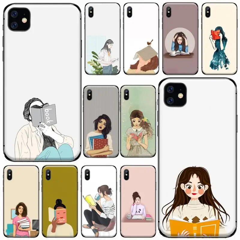 

love reading Books girls Phone Case for iPhone 11 12 pro XS MAX 8 7 6 6S Plus X 5S SE 2020 XR Soft silicone funda shell cover