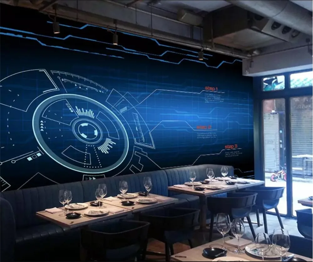 

Drop Shipping Custom Wallpaper 3d Information Relating To Modern Science And Technology Restaurant Lounge Backdrop Wall Papers