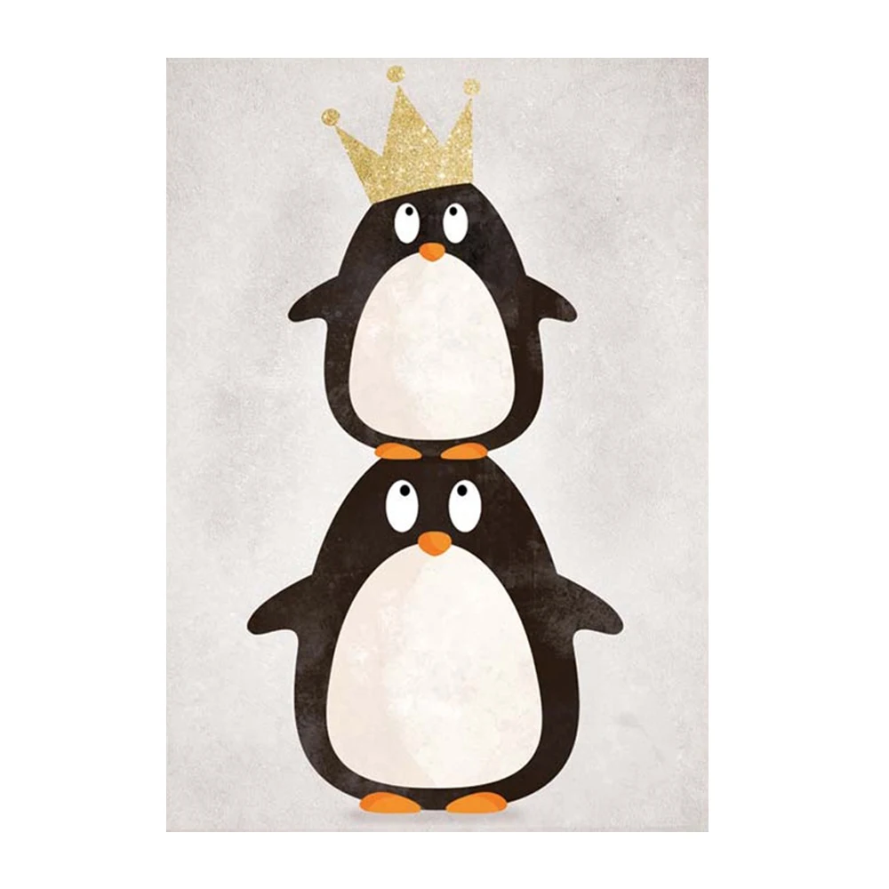 Мультяшное милое животное Безрамное живопись Скандинавское современное