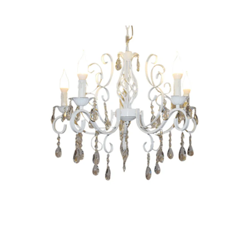 Винтажная хрустальная люстра из кованого железа белая потолочная лампа E14 Свеча