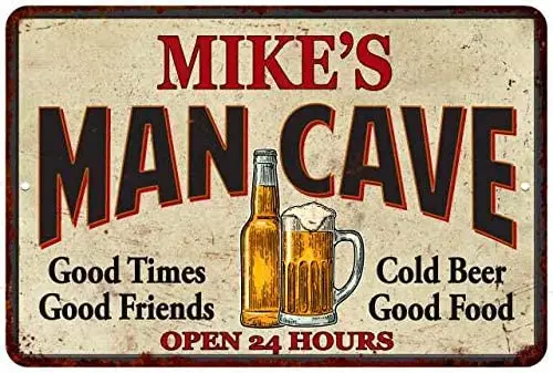 

Signs Mike's Man Cave Personalized Metal Sign 8 x 12 Matte Finish Metal
