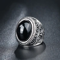 fashion black oval gemstone personalized ring wedding engagement ring