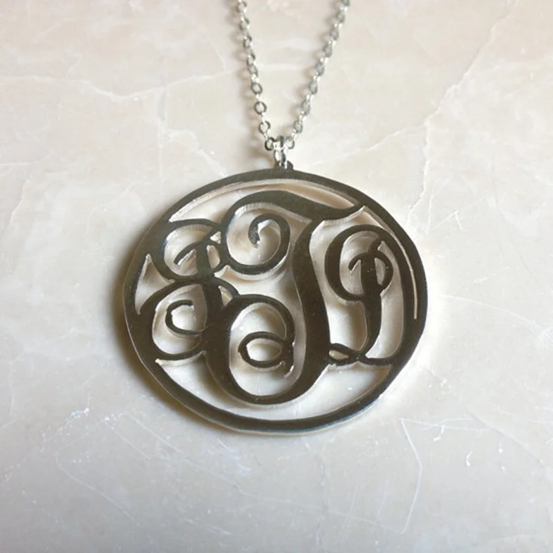 

Circle Monogram Nekclace Sterling Silver Personalized Letter Big Statement Pendent Fashion Jewelry Custom Gift collar